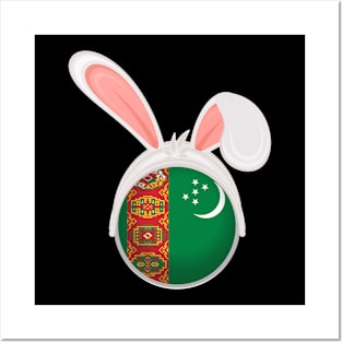 happy easter Turkmenistan bunny ears flag cute designs Posters and Art